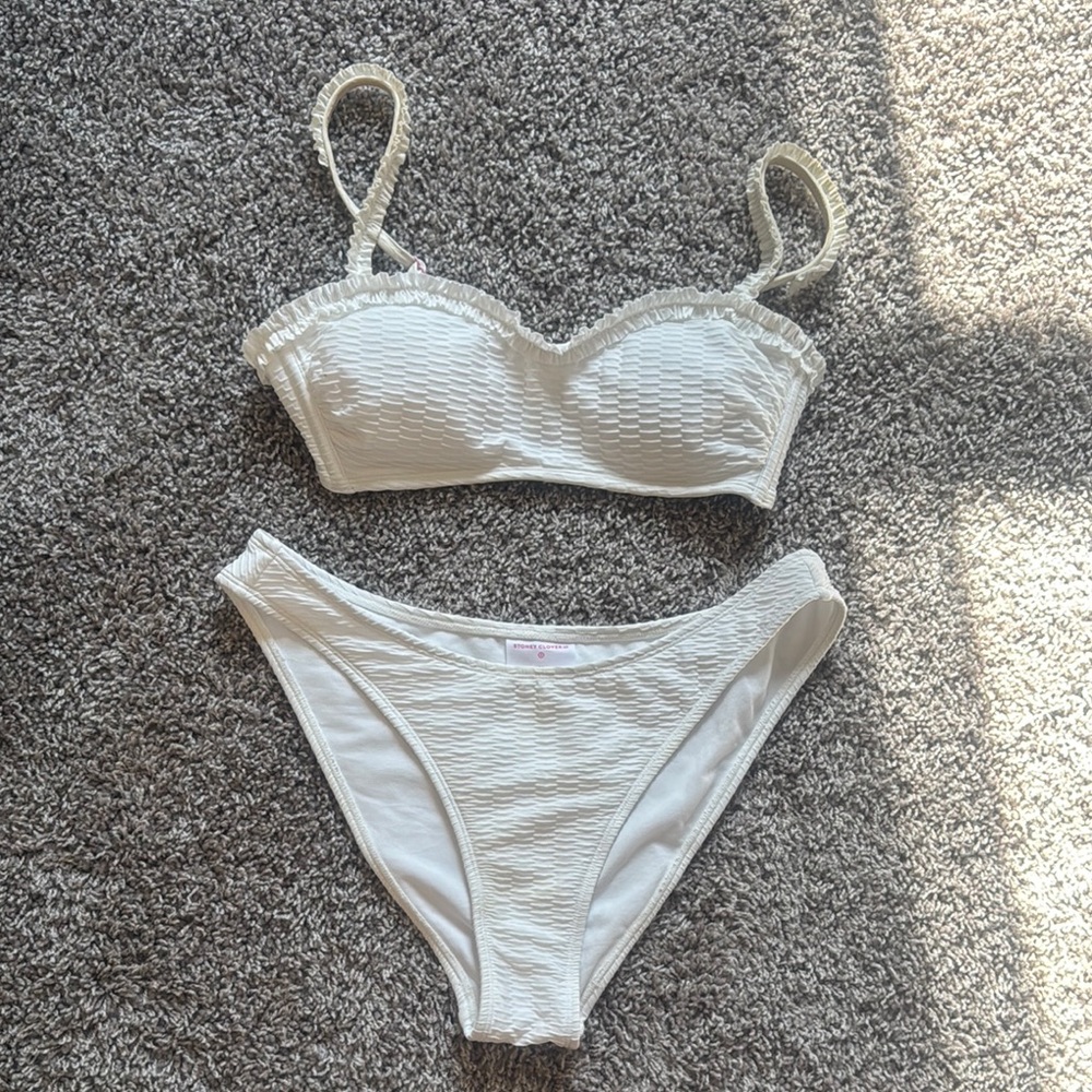 Stoney Clover Lane White Textured Bikini Set - Size M